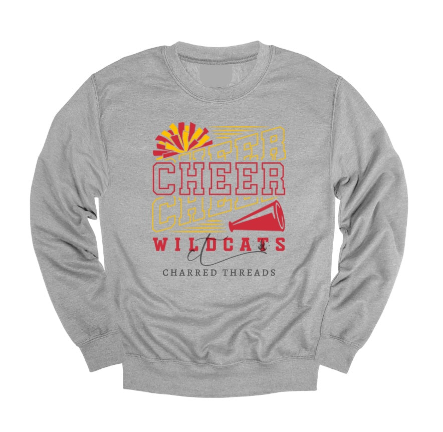 Wildcats Pom Power Cheer Collection | Tee, Crewneck, Hoodie, Shorts, or Joggers | Infant–Adult Sizes