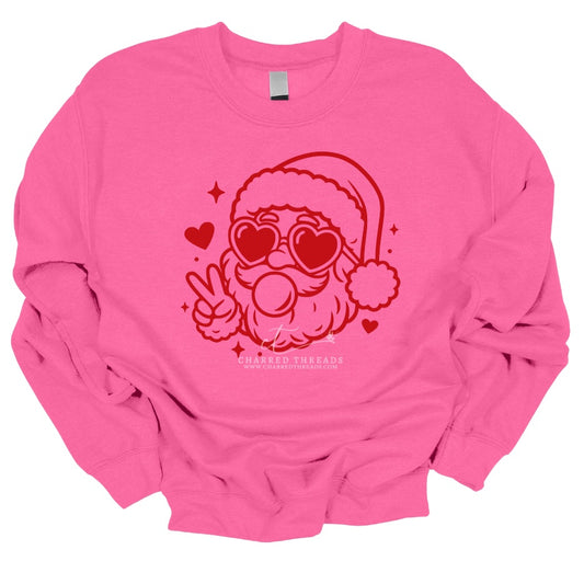 Bubblegum Santa – Heart Eyes Santa Christmas Tee & Crewneck
