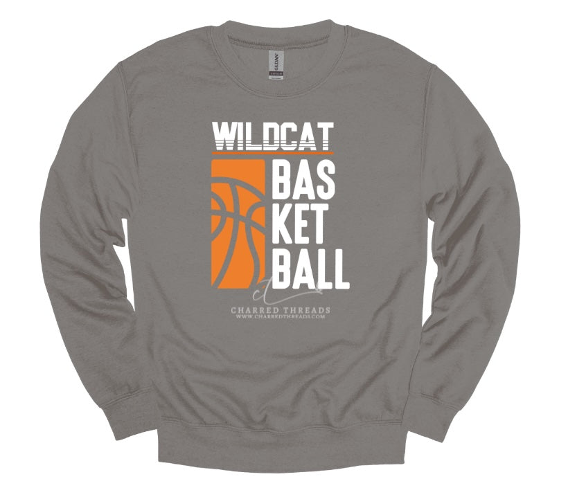 Vertical Stripe Wildcat Basketball Tee, Crewneck, or Hoodie | Infant–Adult Sizes | Black, Red, White, or Charcoal