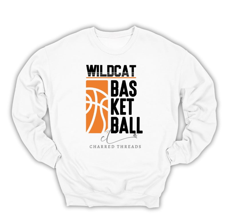 Vertical Stripe Wildcat Basketball Tee, Crewneck, or Hoodie | Infant–Adult Sizes | Black, Red, White, or Charcoal
