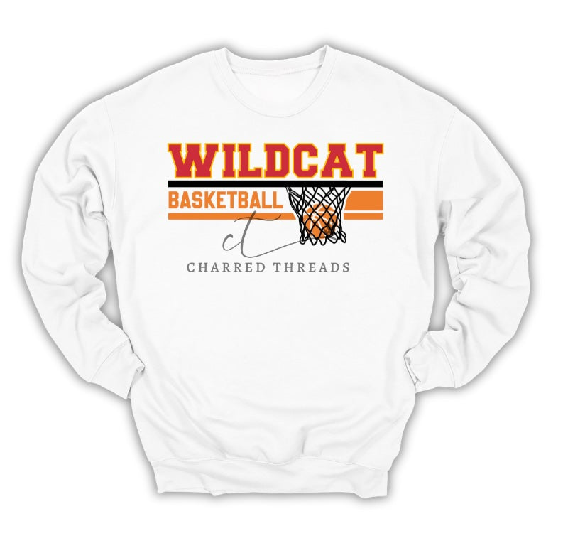 Wildcat Net Carlisle Basketball Tee, Crewneck, or Hoodie | Infant–Adult Sizes | Black, Red, White, or Charcoal