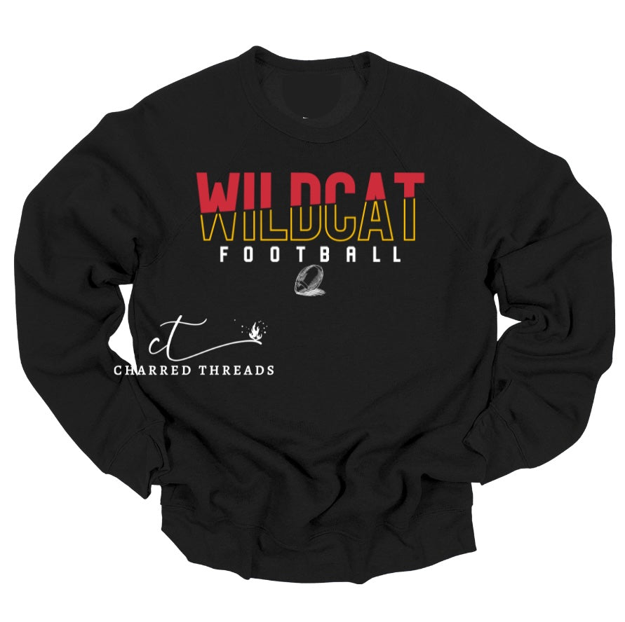 Wildcat Football Sketch Tee, Crewneck, or Hoodie | Infant–Adult Sizes | Red, Black, or White Apparel