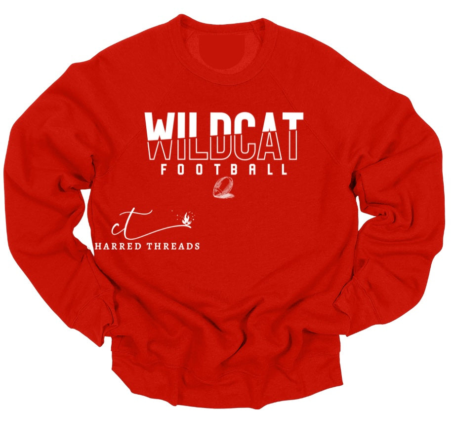 Wildcat Football Sketch Tee, Crewneck, or Hoodie | Infant–Adult Sizes | Red, Black, or White Apparel