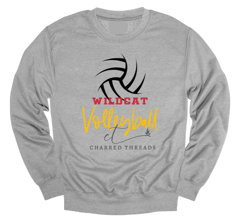 Wildcat Volleyball Script Swirl Collection | Tee, Long Sleeve, Crewneck & Hoodie