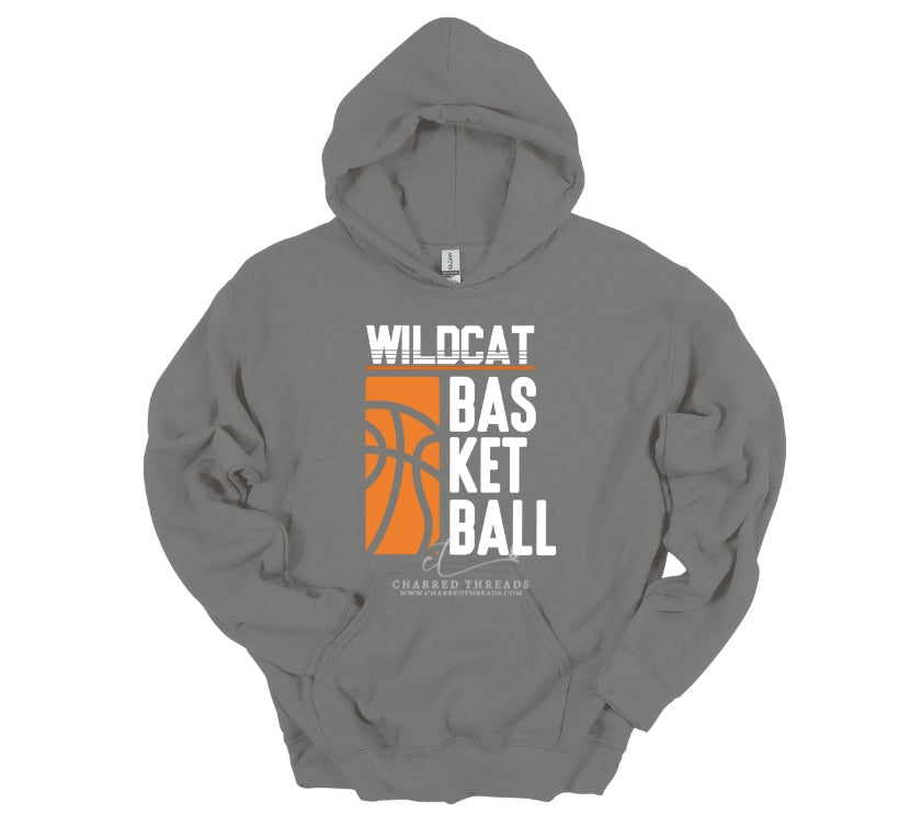 Vertical Stripe Wildcat Basketball Tee, Crewneck, or Hoodie | Infant–Adult Sizes | Black, Red, White, or Charcoal
