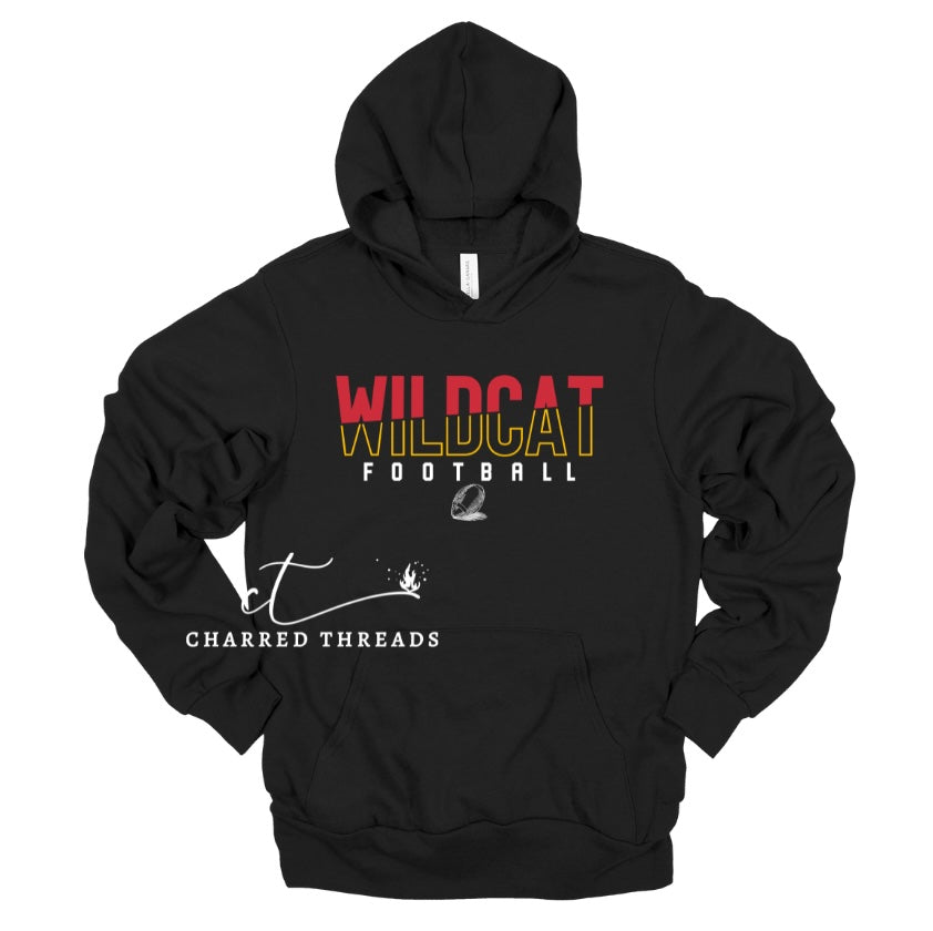 Wildcat Football Sketch Tee, Crewneck, or Hoodie | Infant–Adult Sizes | Red, Black, or White Apparel