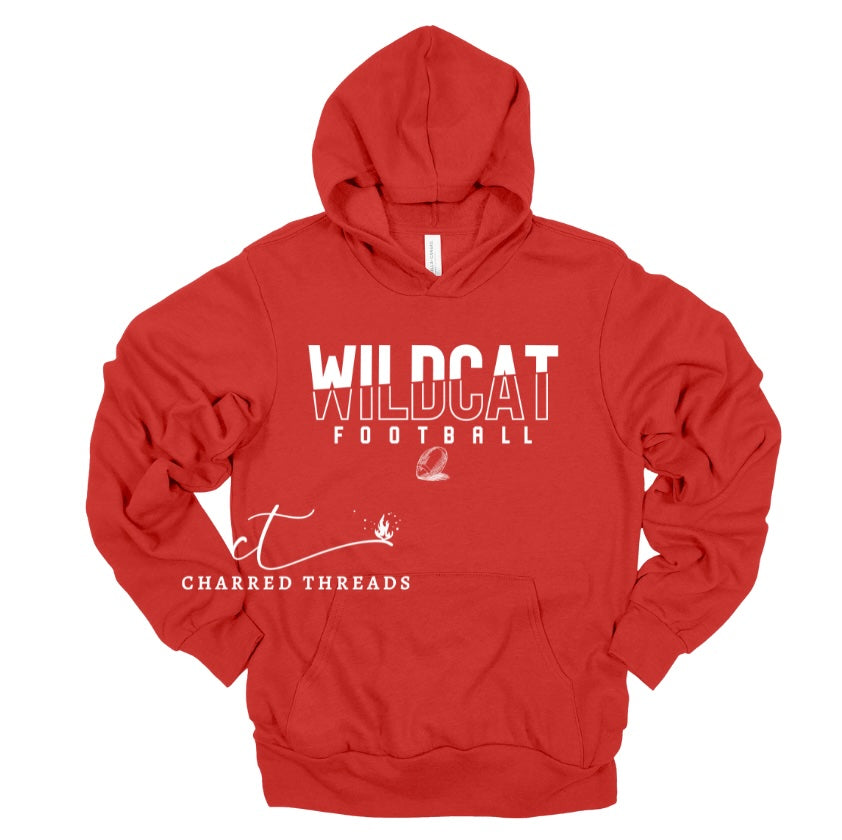 Wildcat Football Sketch Tee, Crewneck, or Hoodie | Infant–Adult Sizes | Red, Black, or White Apparel