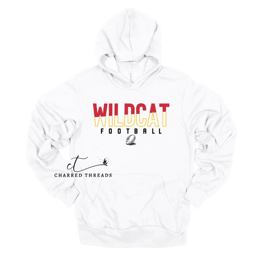 Wildcat Football Sketch Tee, Crewneck, or Hoodie | Infant–Adult Sizes | Red, Black, or White Apparel
