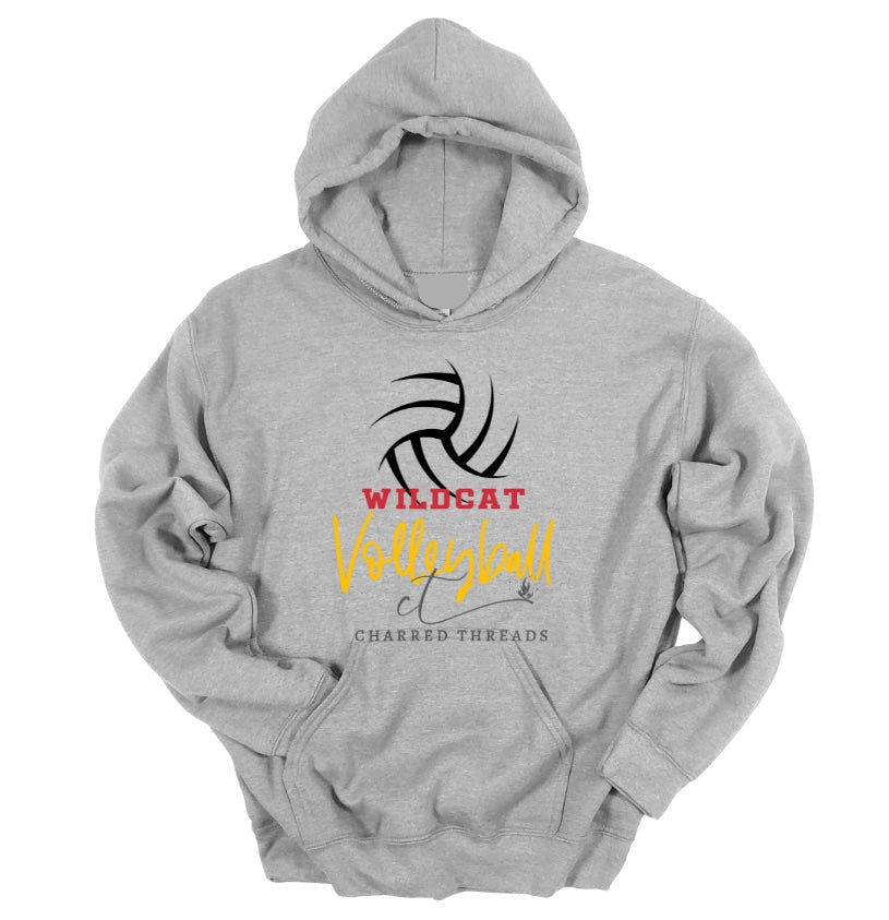 Wildcat Volleyball Script Swirl Collection | Tee, Long Sleeve, Crewneck & Hoodie