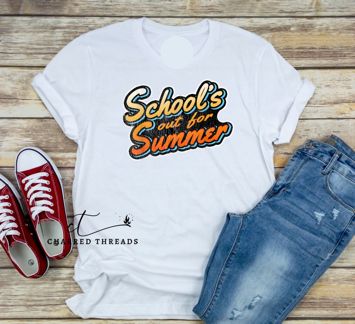School's Out For Summer Retro Graphic Short Sleeve Shirt