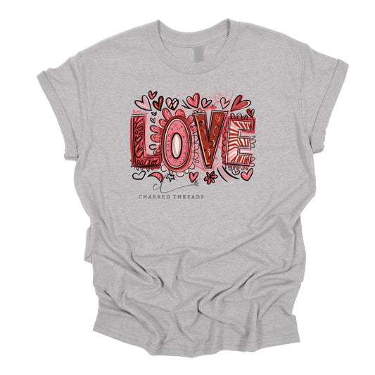Doodle Love Graphic Tee & Crewneck Sweatshirt