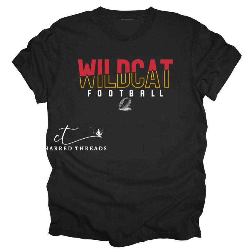 Wildcat Football Sketch Tee, Crewneck, or Hoodie | Infant–Adult Sizes | Red, Black, or White Apparel