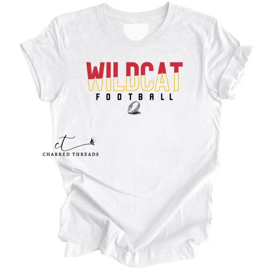 Wildcat Football Sketch Tee, Crewneck, or Hoodie | Infant–Adult Sizes | Red, Black, or White Apparel