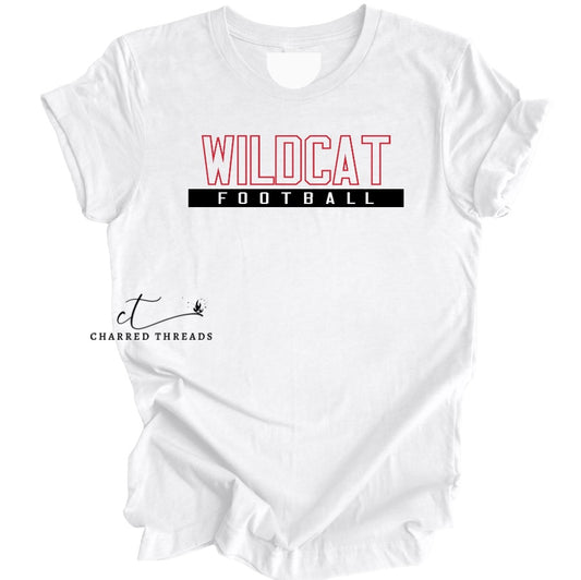 Wildcat Football Tee, Crewneck, or Hoodie | Infant–Adult Sizes | Red, Black, or White Spirit Wear