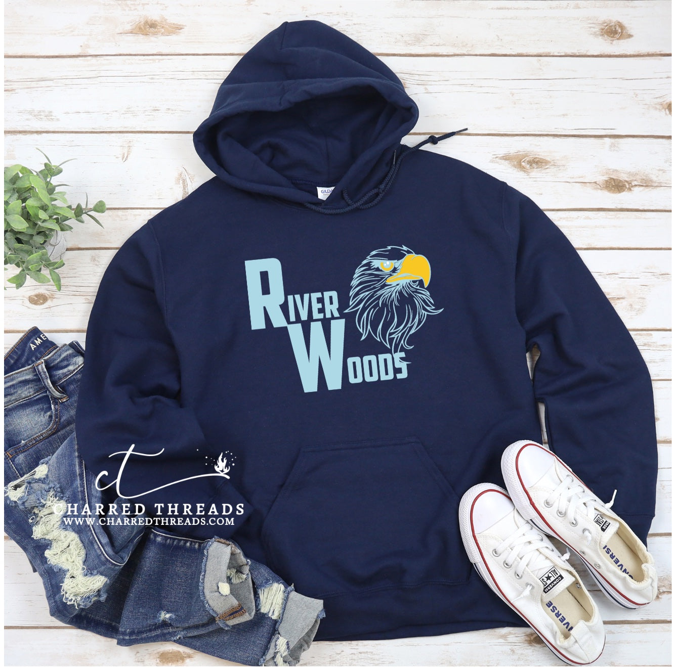 River Woods w/Eagle Head Graphic Hooded Sweatshirt