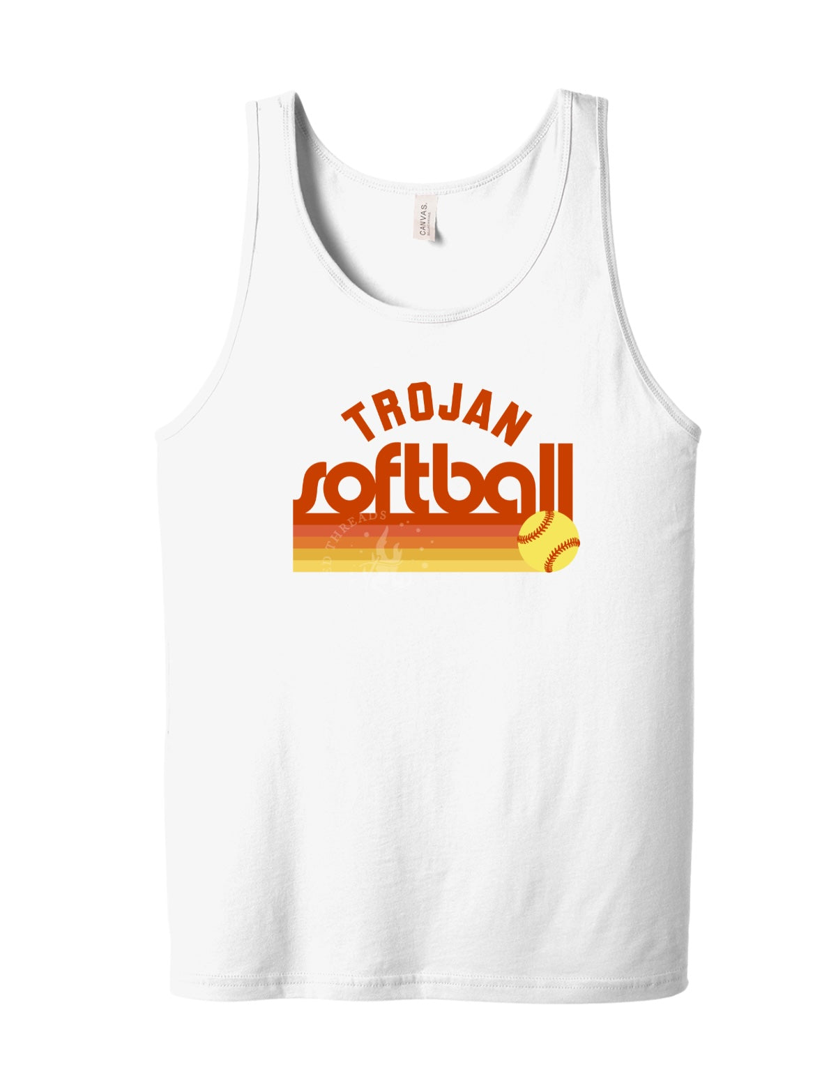 Pleasantville Trojans Sunset Retro Softball Tank | Unisex Jersey Tank