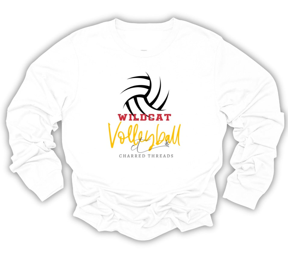 Wildcat Volleyball Script Swirl Collection | Tee, Long Sleeve, Crewneck & Hoodie