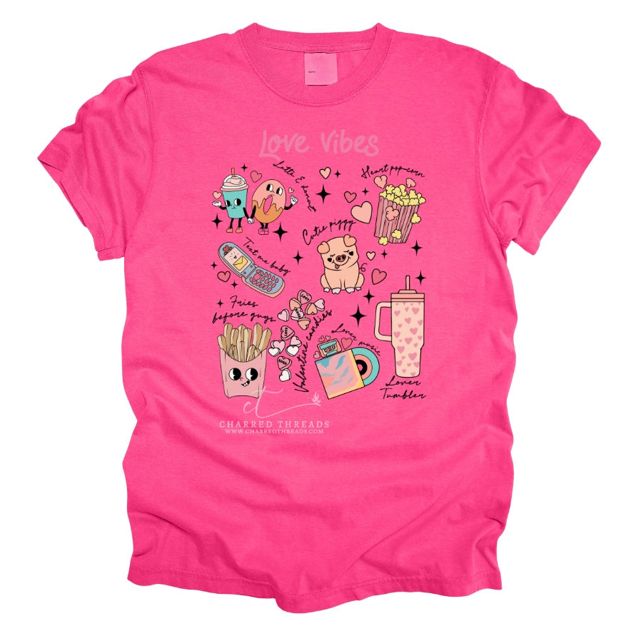 Love Vibes Valentine Graphic Tee & Crewneck Sweatshirt