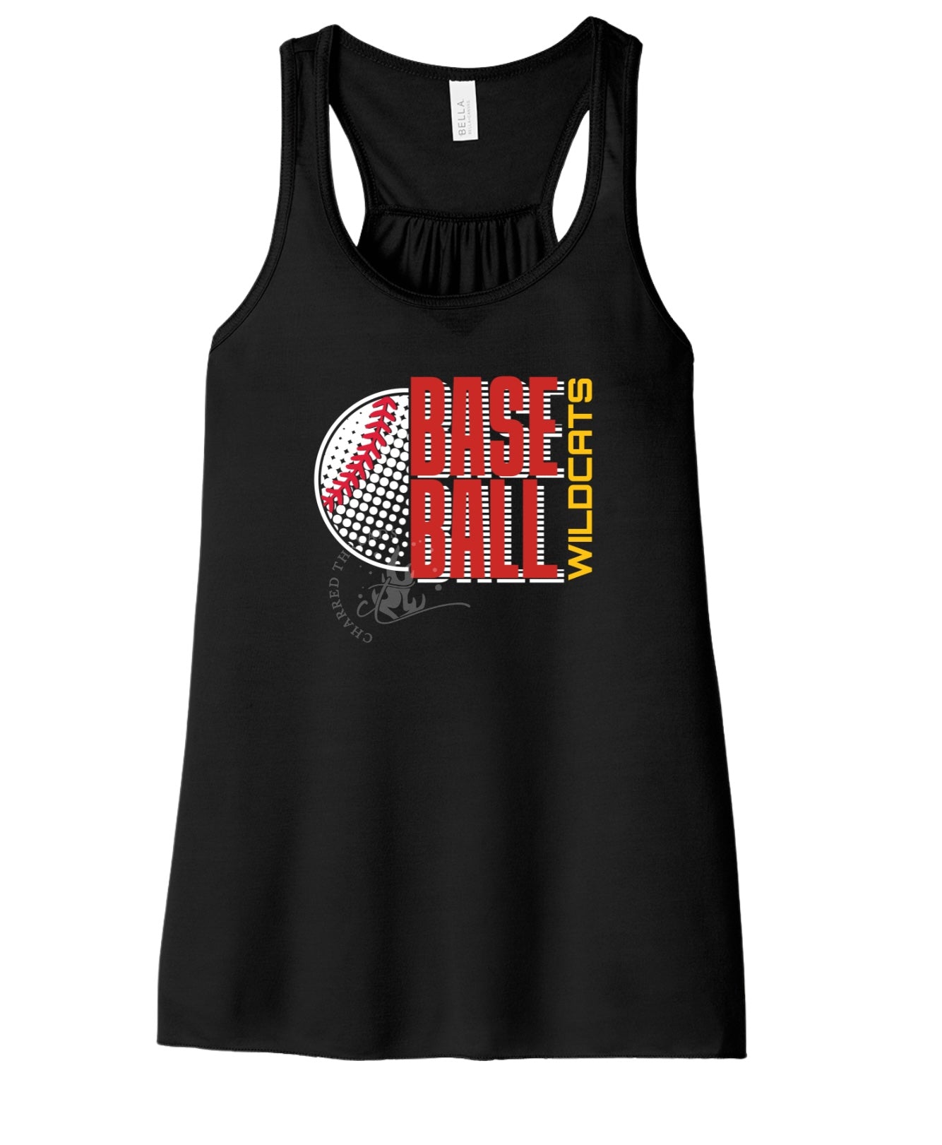 Carlisle Halftone Baseball Circle Flowy Racerback Tank | Women’s Baseball Tank