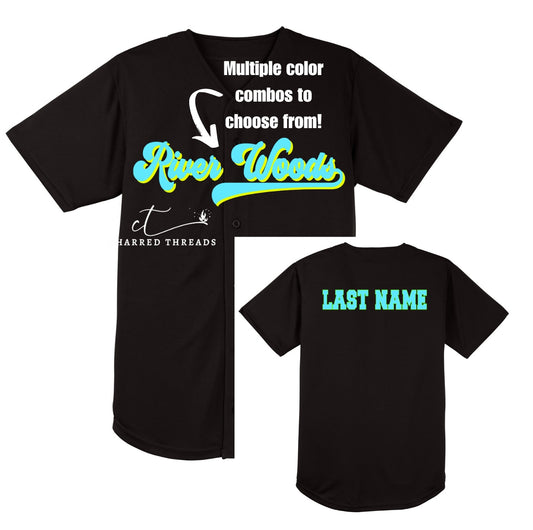 2025 River Woods Elementary Full Button Baseball Jersey