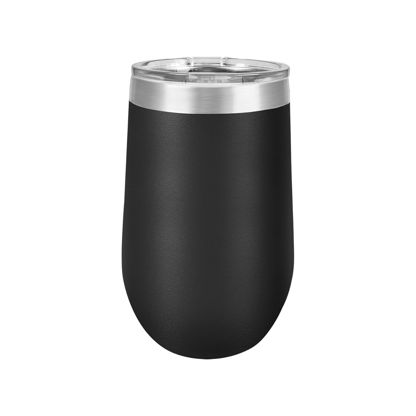 16 oz Stainless Steel Wine Tumblers with Lid, Stemless Vacuum Insulated Double Wall 18/8, Powder Coated - Black