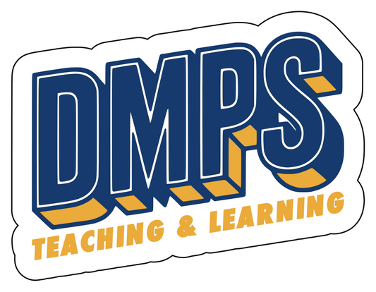 DMPS Teaching & Learning Retro Block Sticker – 3"