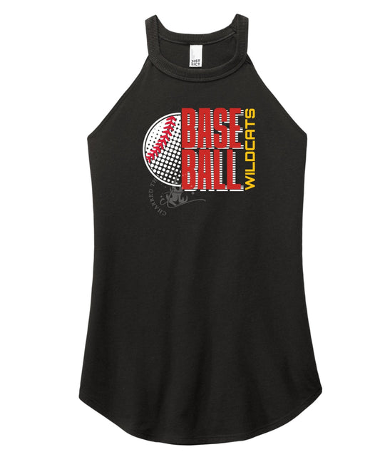Carlisle Halftone Baseball Circle Perfect Tri Rocker Tank | Women’s Carlisle Baseball Tank
