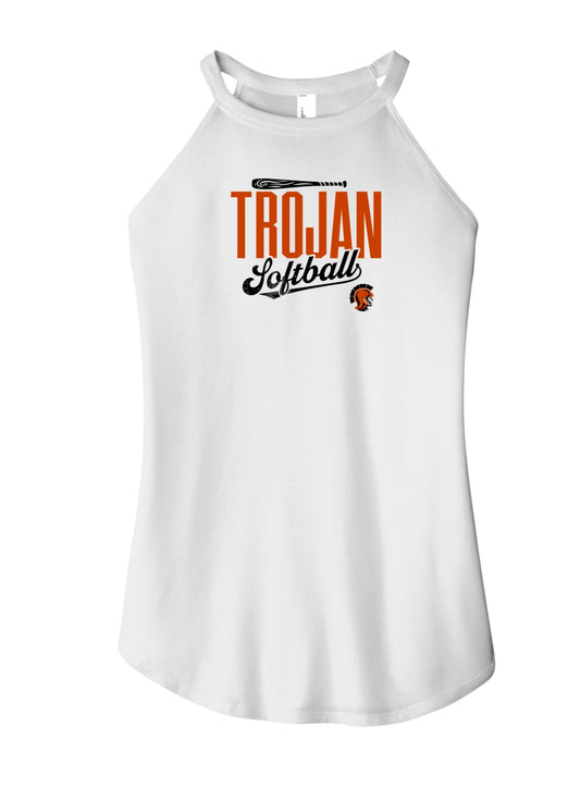 Pleasantville Trojans Softball Script Perfect Tri Rocker Tank | Women’s Pleasantville Softball Tank