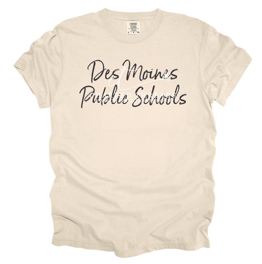 Des Moines Public Schools Script Tee – Comfort Colors (Graphite & Ivory)