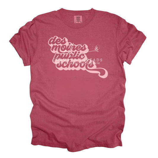 Des Moines Public Schools Retro Tee – Comfort Colors (China Blue or Crimson)