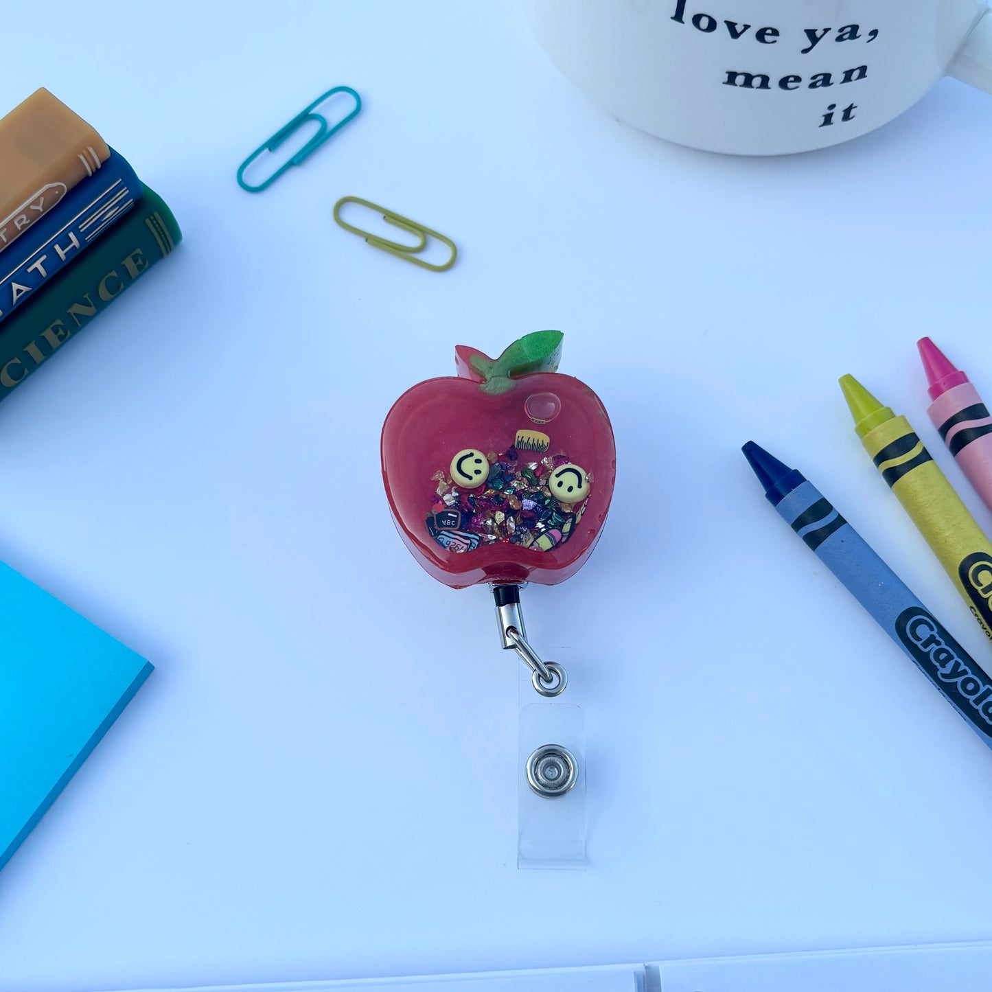 Apple Shaker Resin Badge Reel – Teacher Gift