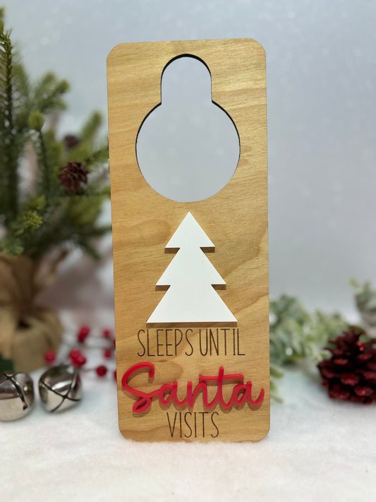 Sleeps Until Santa Visits Dry Erase Door Hanger
