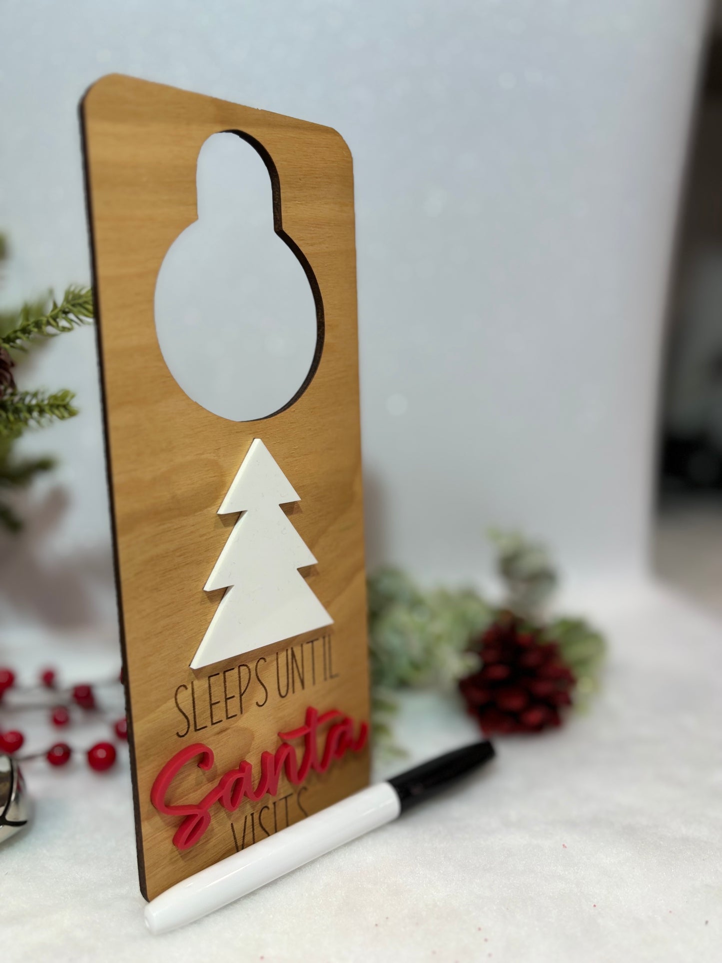Sleeps Until Santa Visits Dry Erase Door Hanger