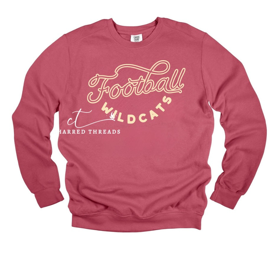 Carlisle Wildcats Retro Football Sweatshirt – Comfort Colors Crewneck | Crimson, Pepper, White
