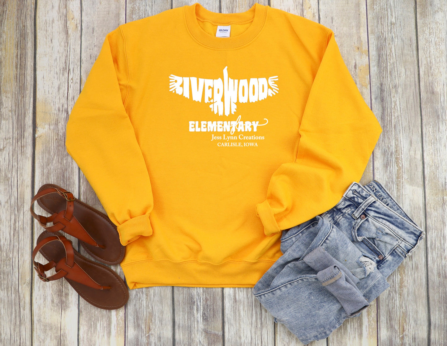 2018 River Woods Elementary Eagles Graphic Crewneck Sweatshirt