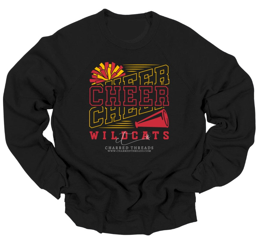 Wildcats Pom Power Cheer Collection | Tee, Crewneck, Hoodie, Shorts, or Joggers | Infant–Adult Sizes
