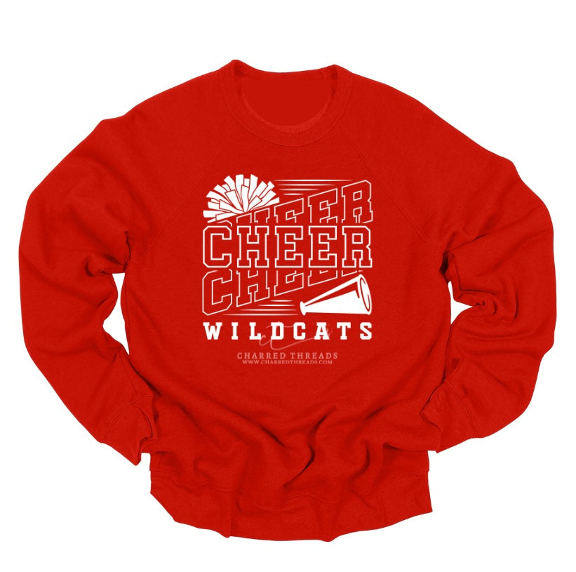 Wildcats Pom Power Cheer Collection | Tee, Crewneck, Hoodie, Shorts, or Joggers | Infant–Adult Sizes