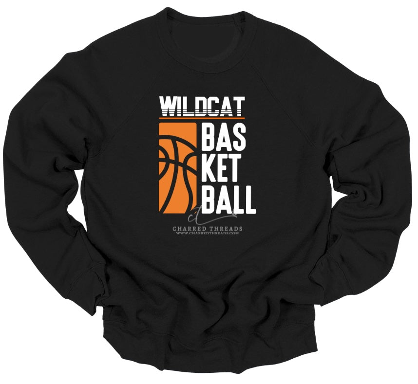 Vertical Stripe Wildcat Basketball Tee, Crewneck, or Hoodie | Infant–Adult Sizes | Black, Red, White, or Charcoal