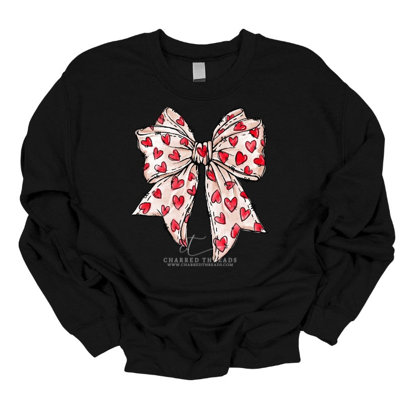 Coquette Hearts Bow Graphic Tee & Crewneck Sweatshirt