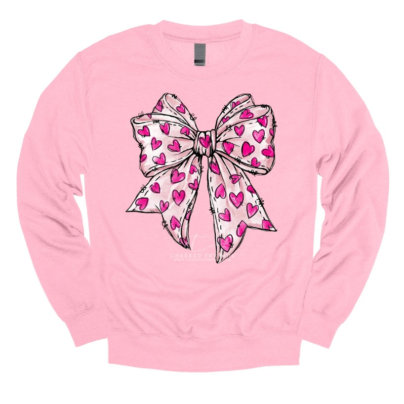 Coquette Hearts Bow Graphic Tee & Crewneck Sweatshirt