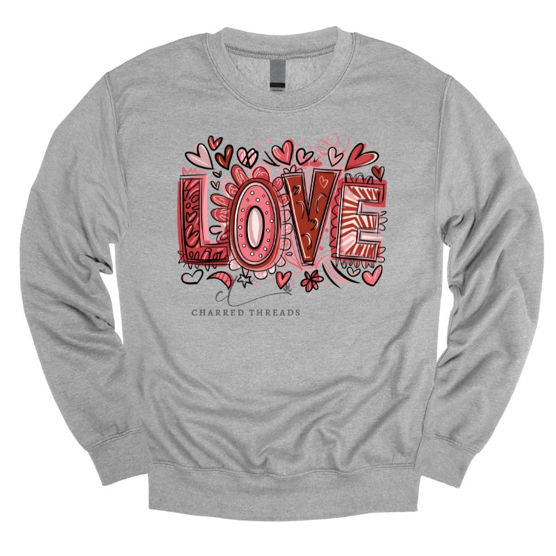 Doodle Love Graphic Tee & Crewneck Sweatshirt