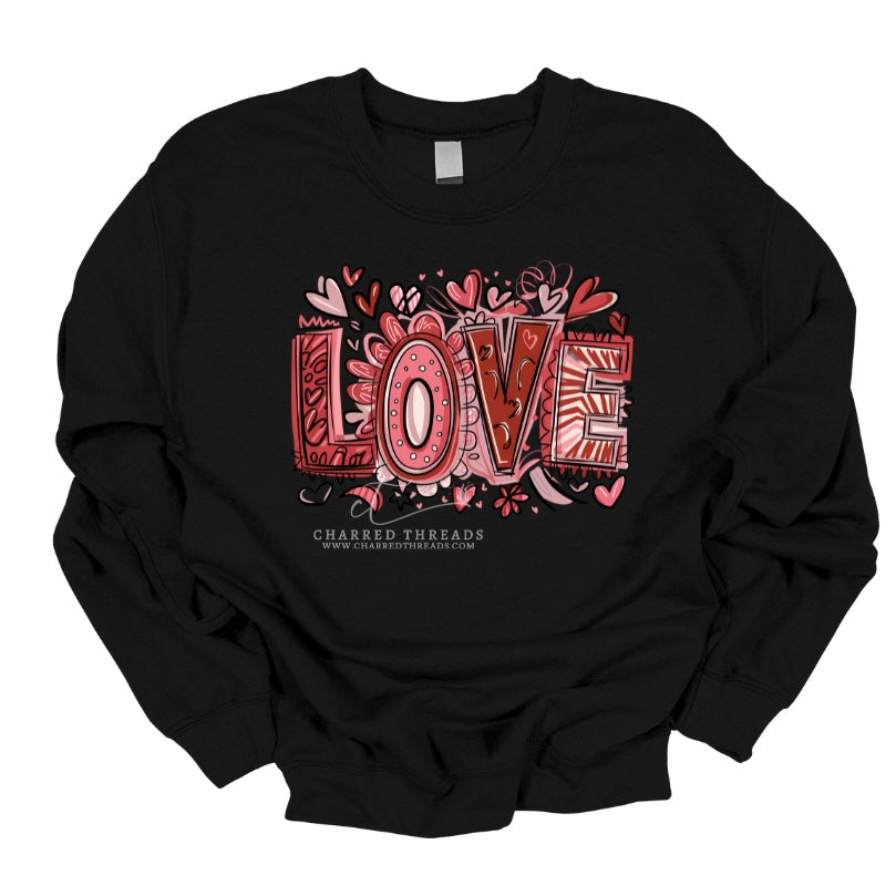 Doodle Love Graphic Tee & Crewneck Sweatshirt