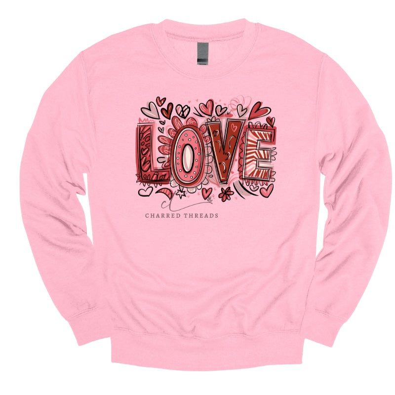 Doodle Love Graphic Tee & Crewneck Sweatshirt