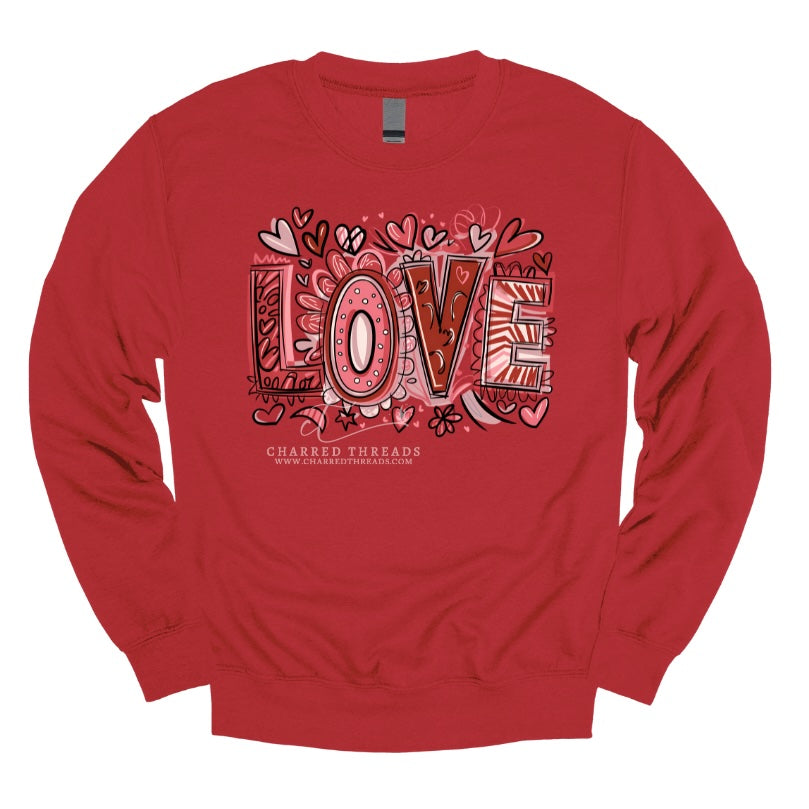 Doodle Love Graphic Tee & Crewneck Sweatshirt