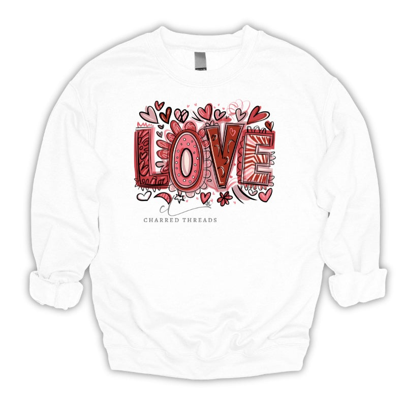 Doodle Love Graphic Tee & Crewneck Sweatshirt