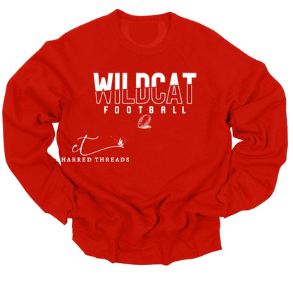 Wildcat Football Sketch Tee, Crewneck, or Hoodie | Infant–Adult Sizes | Red, Black, or White Apparel