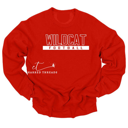 Wildcat Football Tee, Crewneck, or Hoodie | Infant–Adult Sizes | Red, Black, or White Spirit Wear