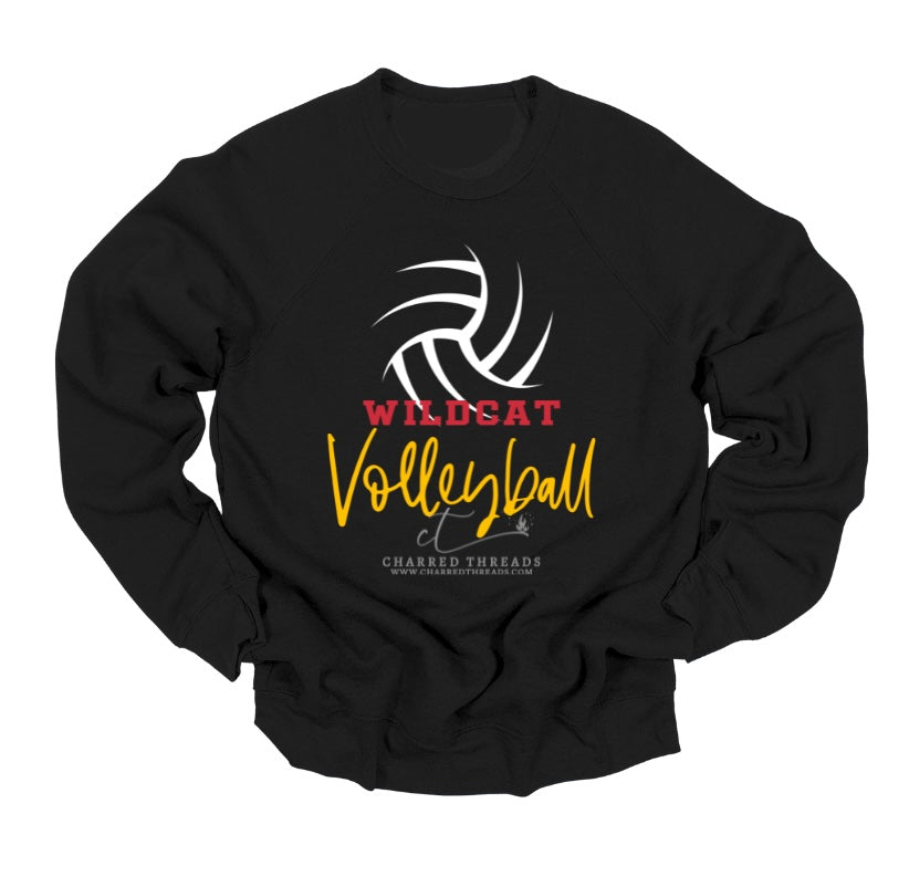 Wildcat Volleyball Script Swirl Collection | Tee, Long Sleeve, Crewneck & Hoodie