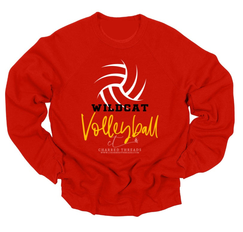 Wildcat Volleyball Script Swirl Collection | Tee, Long Sleeve, Crewneck & Hoodie