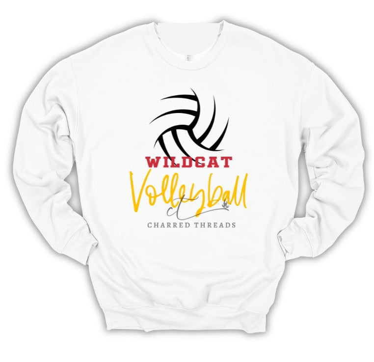 Wildcat Volleyball Script Swirl Collection | Tee, Long Sleeve, Crewneck & Hoodie